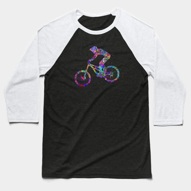 Downhill mountain bike jump Baseball T-Shirt by Yahya Art